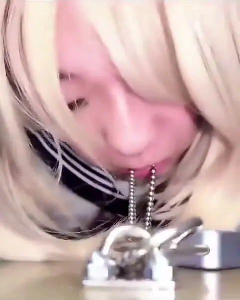 Chained Through Nose and Mouth in 3D BDSM Scene