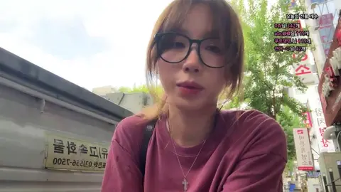 Korean Girl Smoking and Littering in Urban Setting