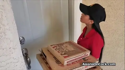 Asian Pizza Delivery Girl Sparks Threesome Adventure