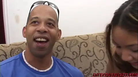 Pigtailed Asian Girl Meets Monster Black Cock